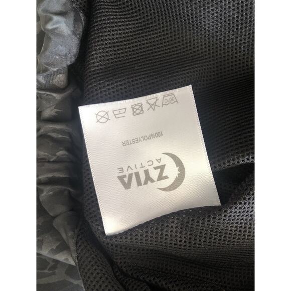 Zyia Active Women Windbreaker Hooded Black Animal Print Full Zip Jacket Large H1 - Picture 7 of 8